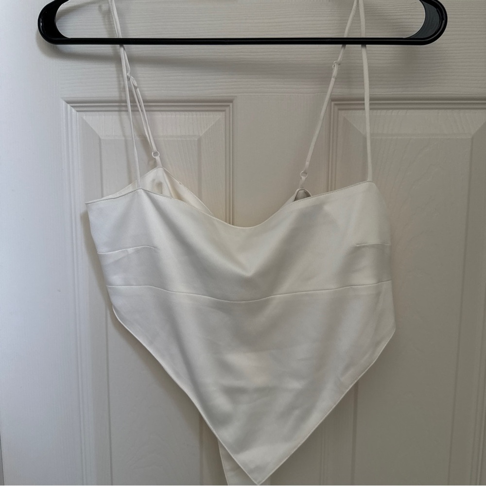 Danielle Bernstein Handkerchief Top Satin size Medium cream